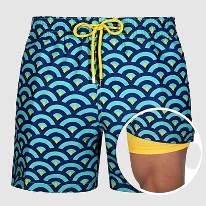 Men's Printed Double Layer Beach Shorts - ChoreGirl