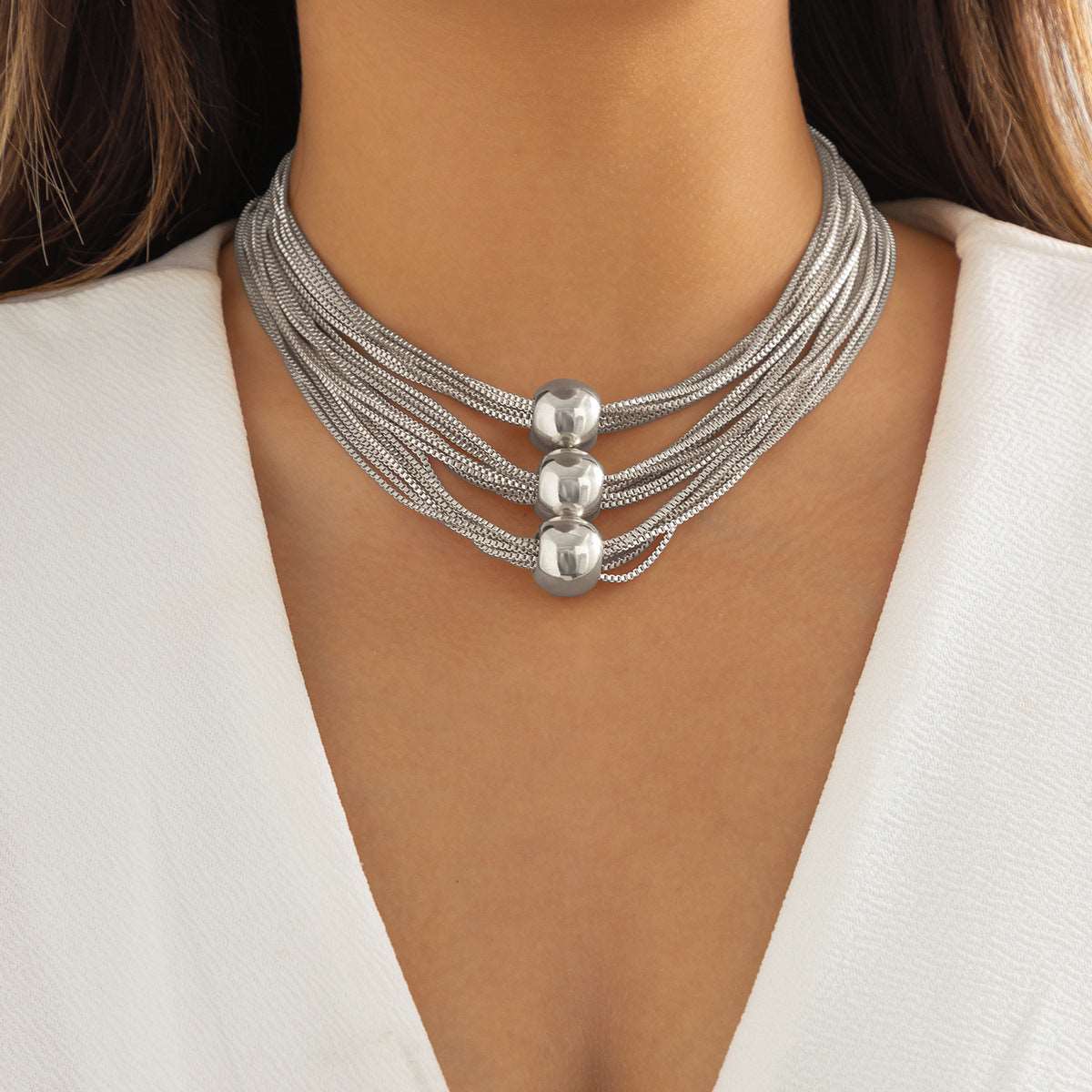 Women's Exaggerated Bold Metal Ball Pendant Necklace - ChoreGirl
