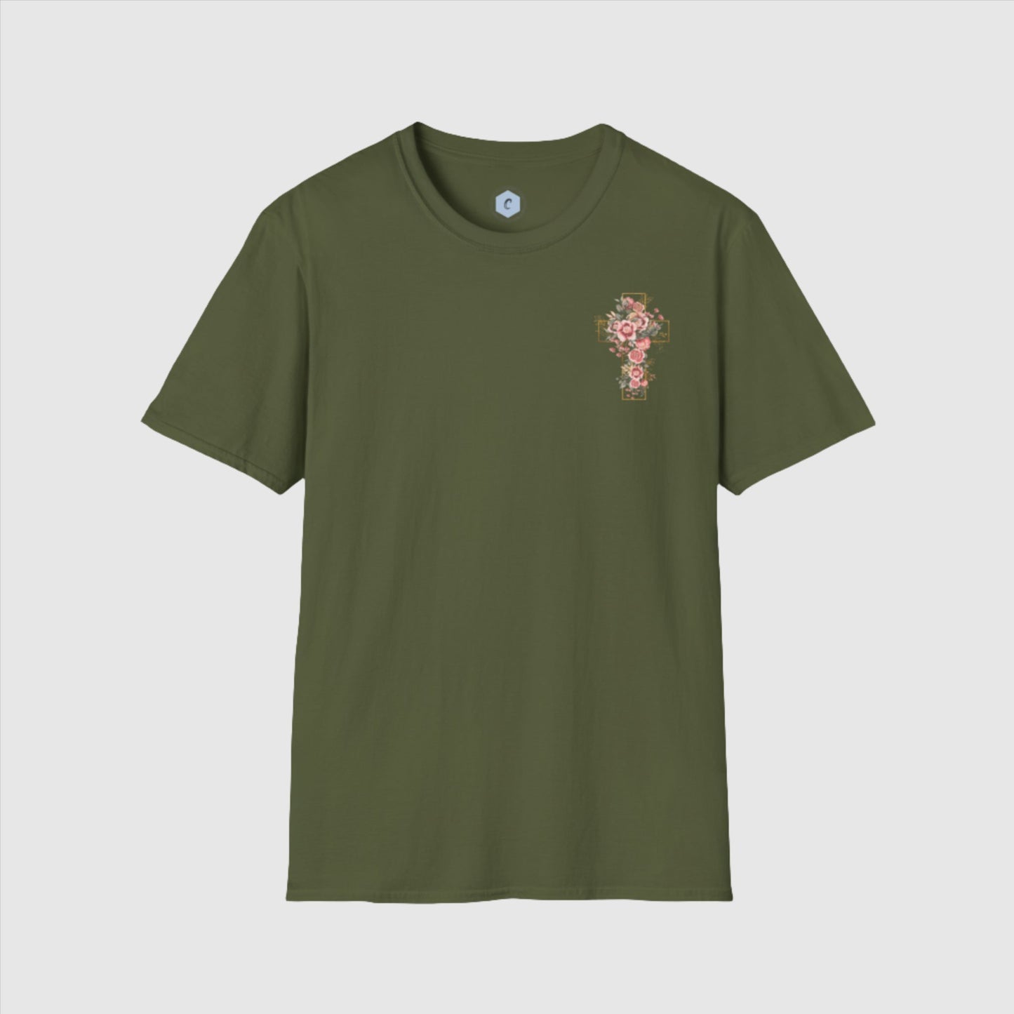 Custom Unisex Blooming Flower Cross Softstyle T-Shirt | PERSONALIZED - ChoreGirl