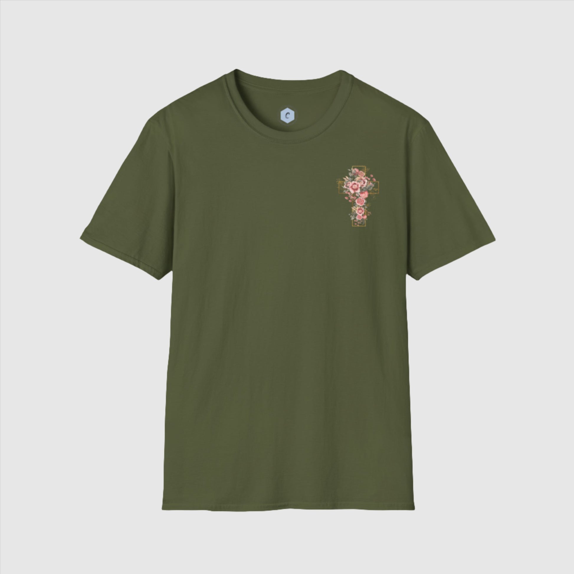 Custom Unisex Blooming Flower Cross Softstyle T-Shirt | PERSONALIZED - ChoreGirl