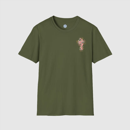 Custom Unisex Blooming Flower Cross Softstyle T-Shirt | PERSONALIZED - ChoreGirl