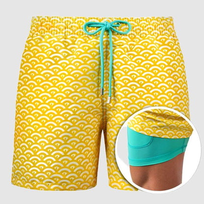 Men's Printed Double Layer Beach Shorts - ChoreGirl