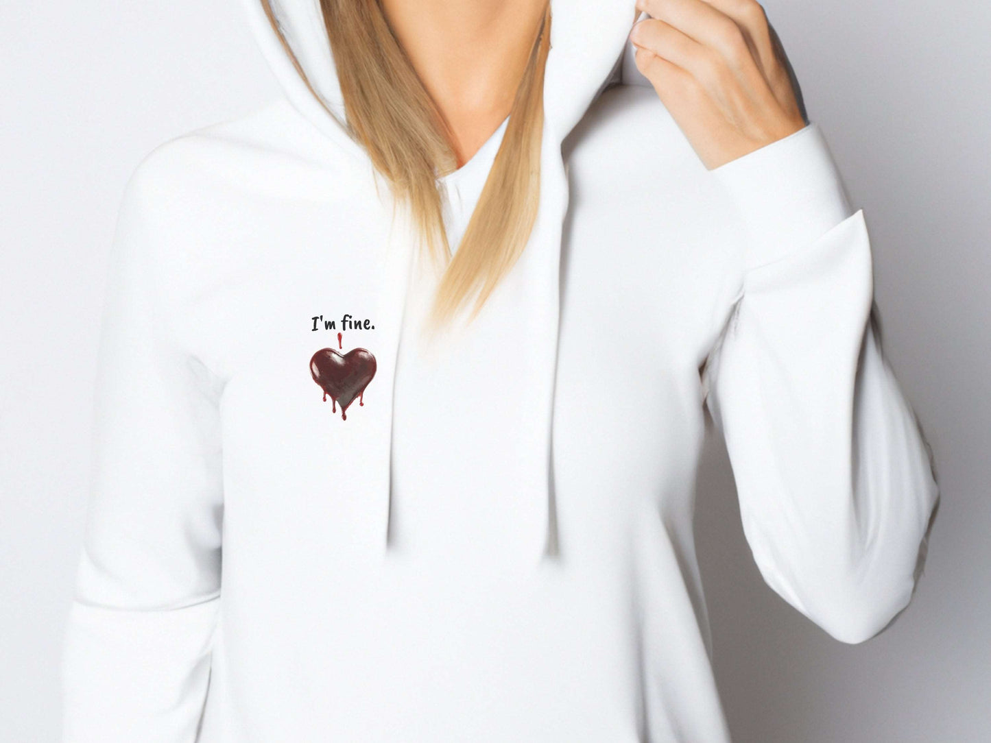 Custom Unisex Anti Valentine's Day I'm fine. Heavy Blend Hooded Sweatshirt | PERSONALIZED - ChoreGirl
