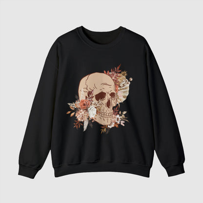 Custom Unisex Vintage Skull and Flower Heavy Blend Crewneck Sweatshirt | PERSONALIZED - ChoreGirl