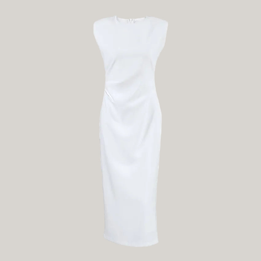 Women's White Elegance Slim-fit Split Midi Dress - ChoreGirl