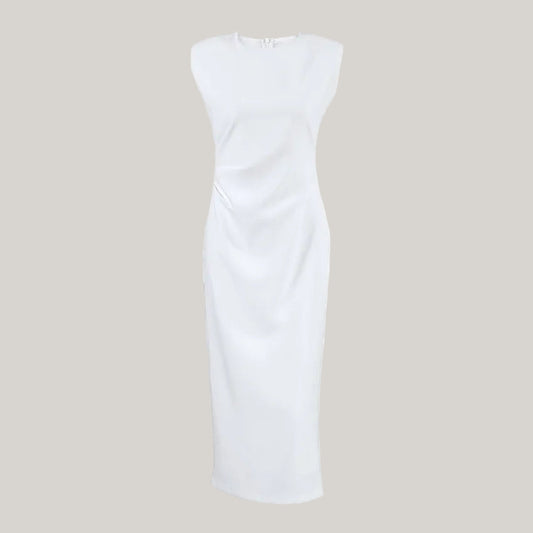 Women's White Elegance Slim-fit Split Midi Dress - ChoreGirl