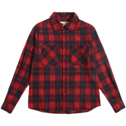 Men's Checkered Pattern Thickened Double Pocket Long Sleeve Button-up Shirt