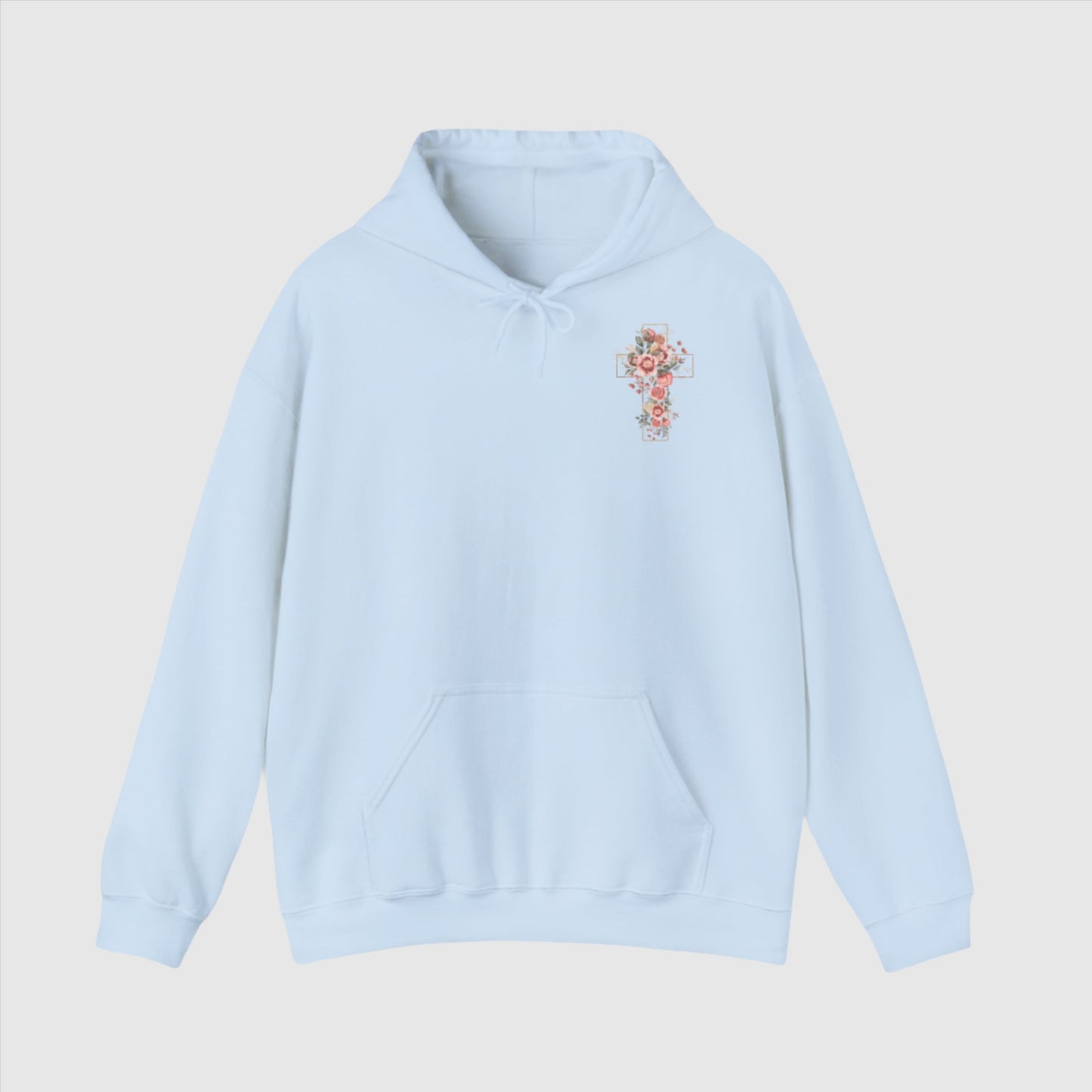 Custom Unisex Blooming Flower Cross Heavy Blend Hoodie | PERSONALIZED - ChoreGirl