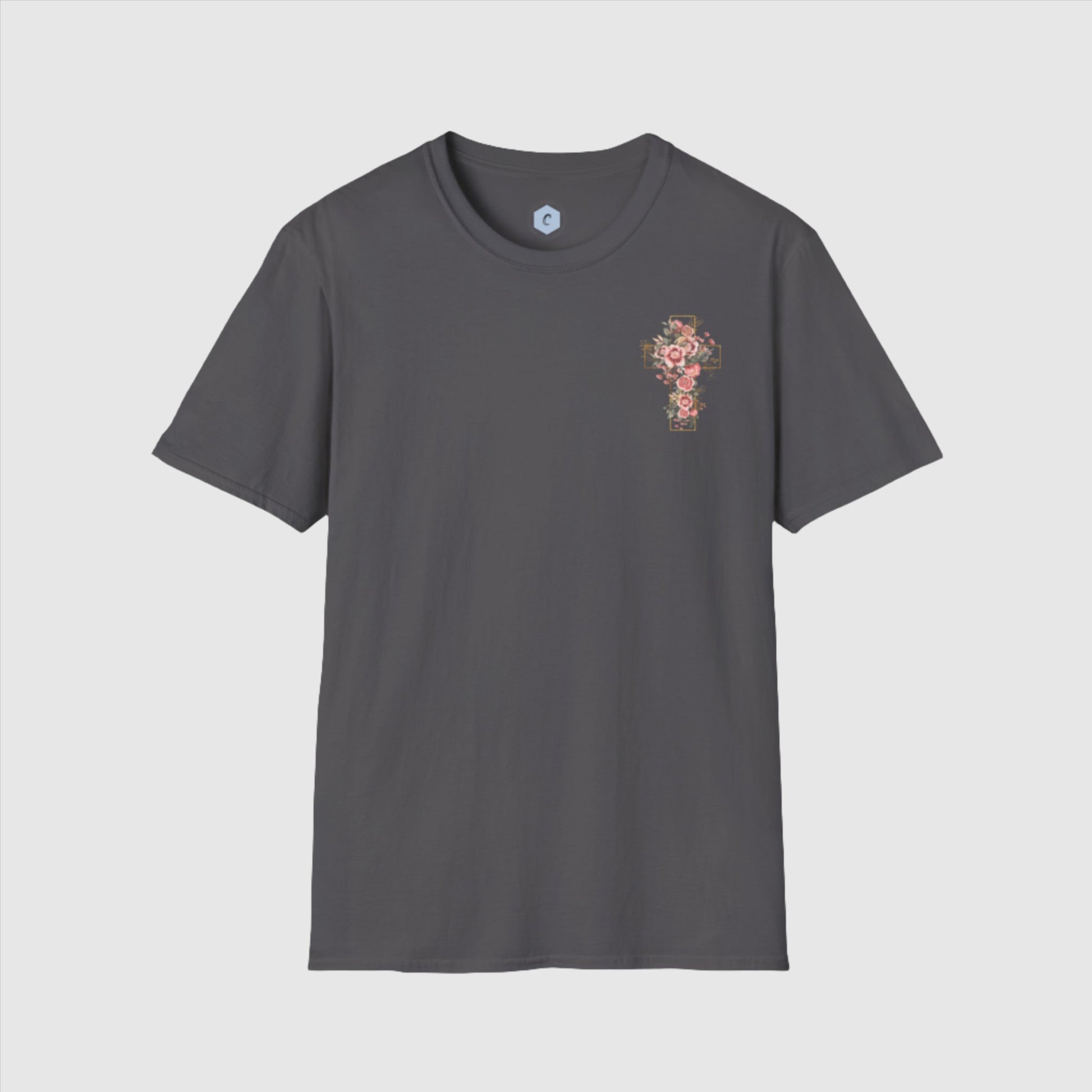 Custom Unisex Blooming Flower Cross Softstyle T-Shirt | PERSONALIZED - ChoreGirl