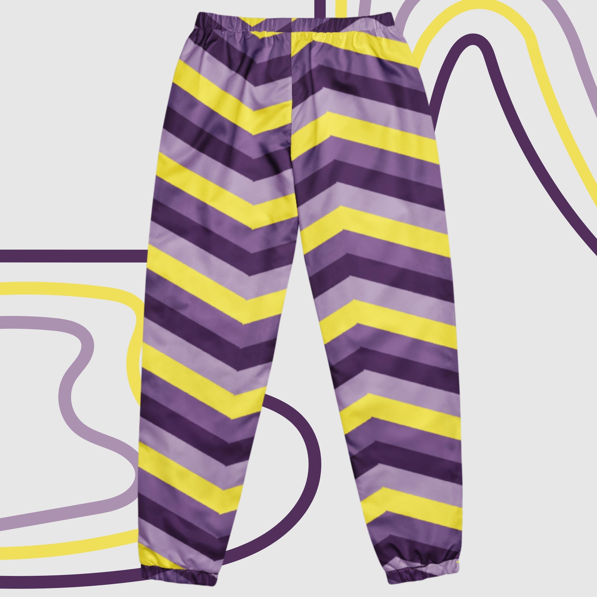 Custom Unisex Retro Purple Wavy Lines Track Pants | PERSONALIZED - ChoreGirl