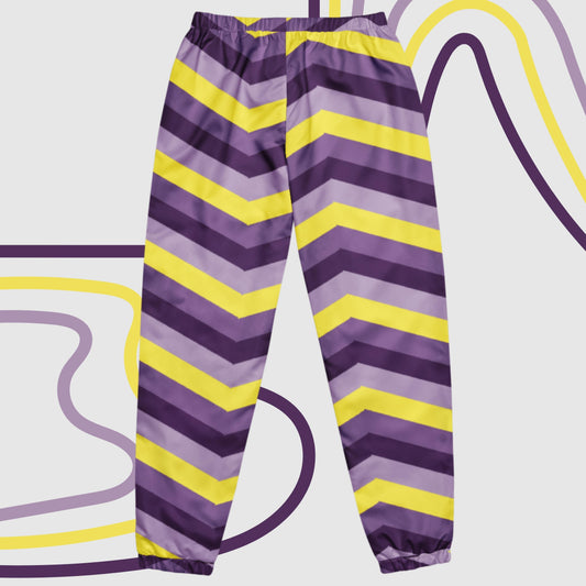 Custom Unisex Retro Purple Wavy Lines Track Pants | PERSONALIZED - ChoreGirl