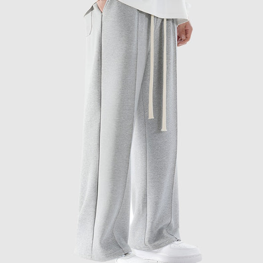 Men's Casual Pleat Stitching Loose Wide Straight Leg Pants - ChoreGirl