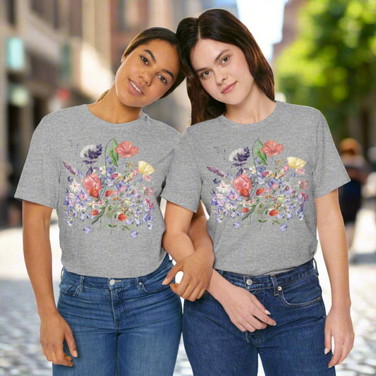 Custom Unisex Pressed Wild Flower Cottagecore Style Jersey Short Sleeve Tee | PERSONALIZED - ChoreGirl