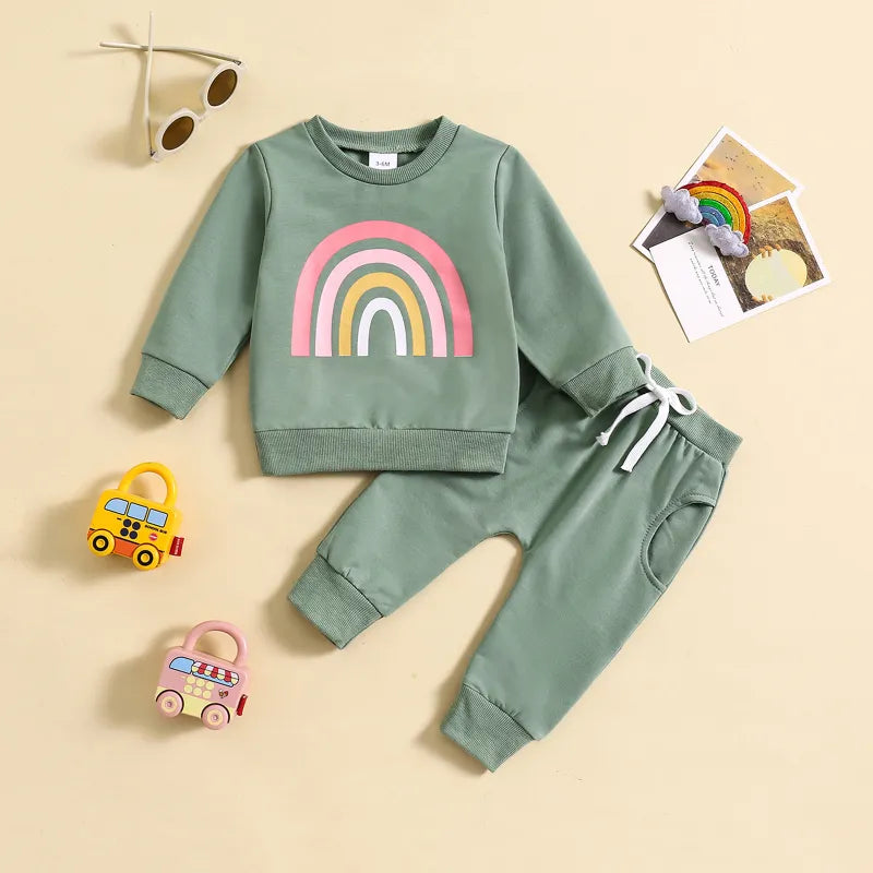 Baby Girl Long-sleeved Sweatshirt and Pants Two-piece Outfit Set - ChoreGirl