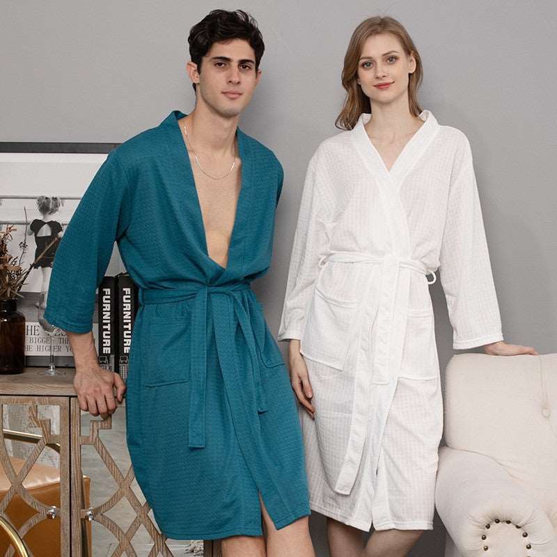 Unisex Couples Matching Mid-Sleeve Robe - ChoreGirl