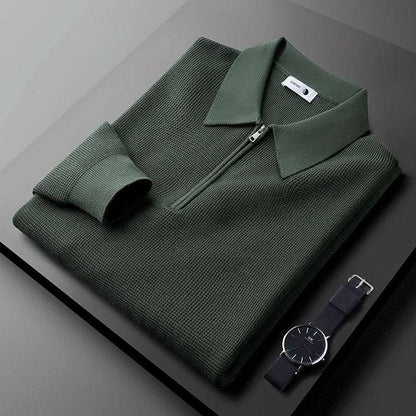 Men's Leisure Warm Knitted Half Zipper And Lapel Collar Sweater - ChoreGirl