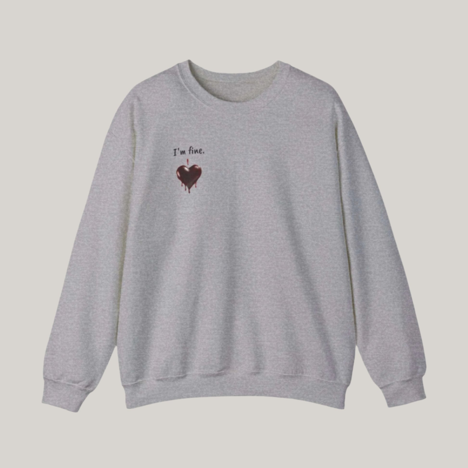 Custom Unisex Anti Valentine's Day I'm fine. Heavy Blend Crewneck Sweatshirt | PERSONALIZED - ChoreGirl