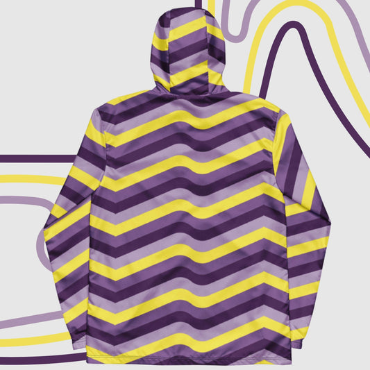 Custom Men’s Retro Wavy Lines Windbreaker Jacket | PERSONALIZED - ChoreGirl