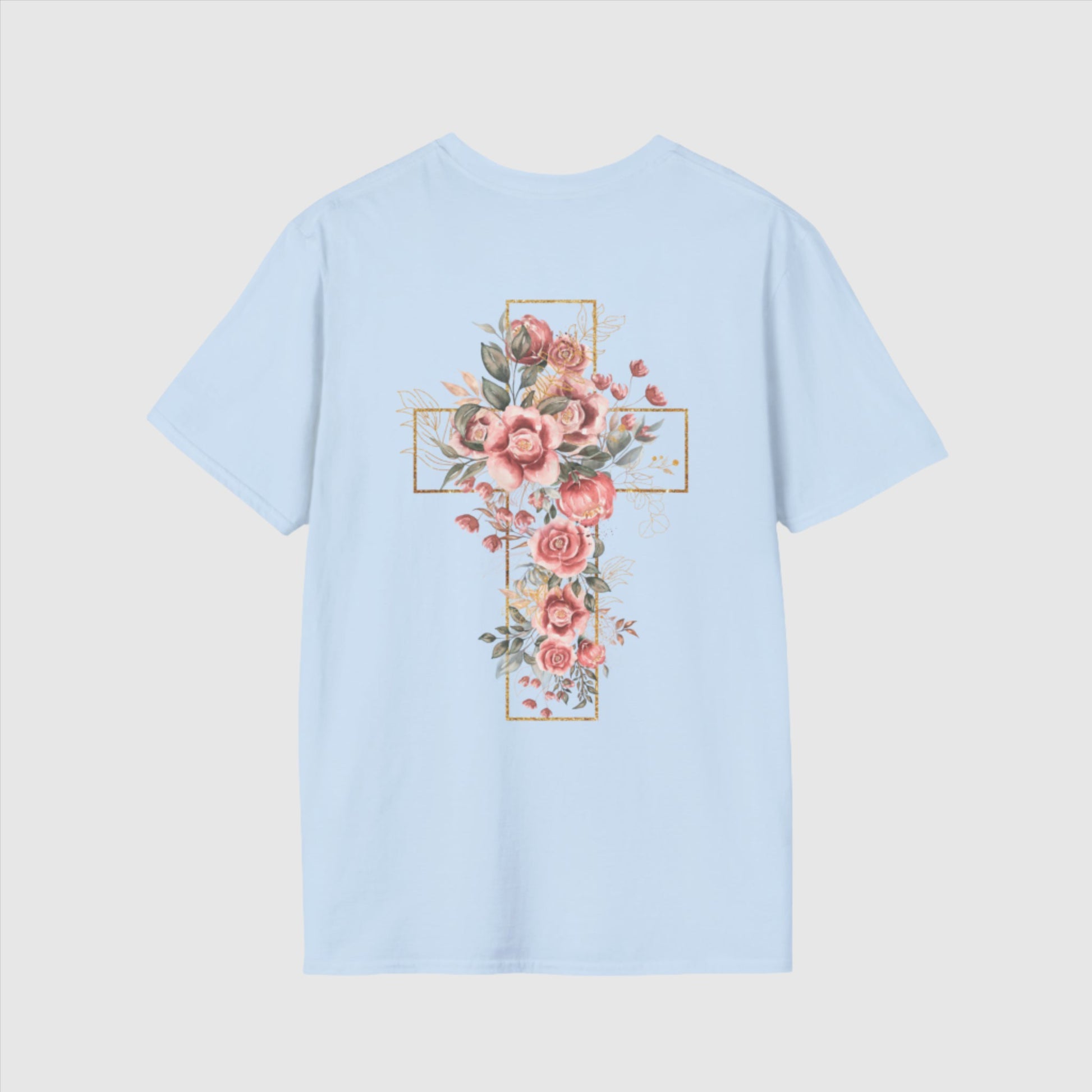Custom Unisex Blooming Flower Cross Softstyle T-Shirt | PERSONALIZED - ChoreGirl