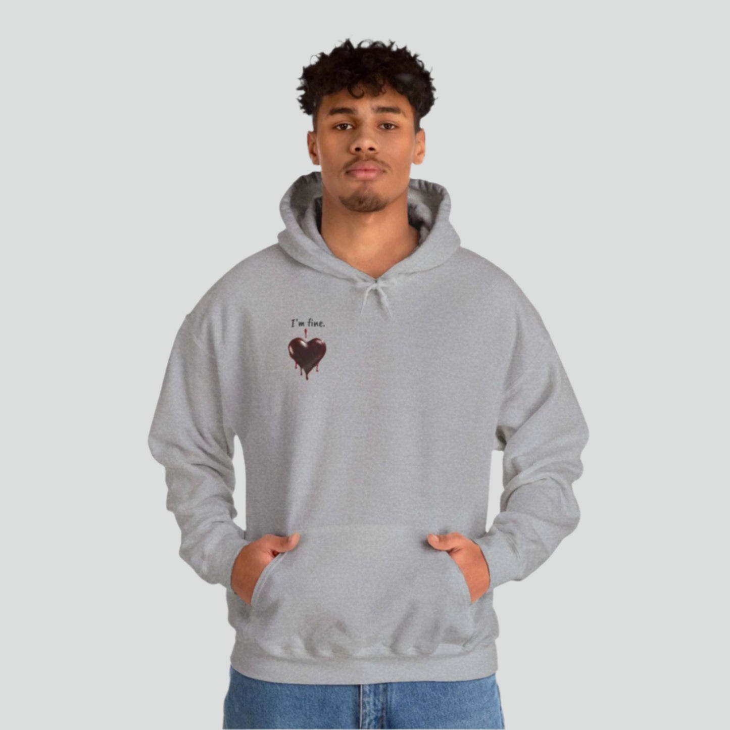 Custom Unisex Anti Valentine's Day I'm fine. Heavy Blend Hooded Sweatshirt | PERSONALIZED - ChoreGirl