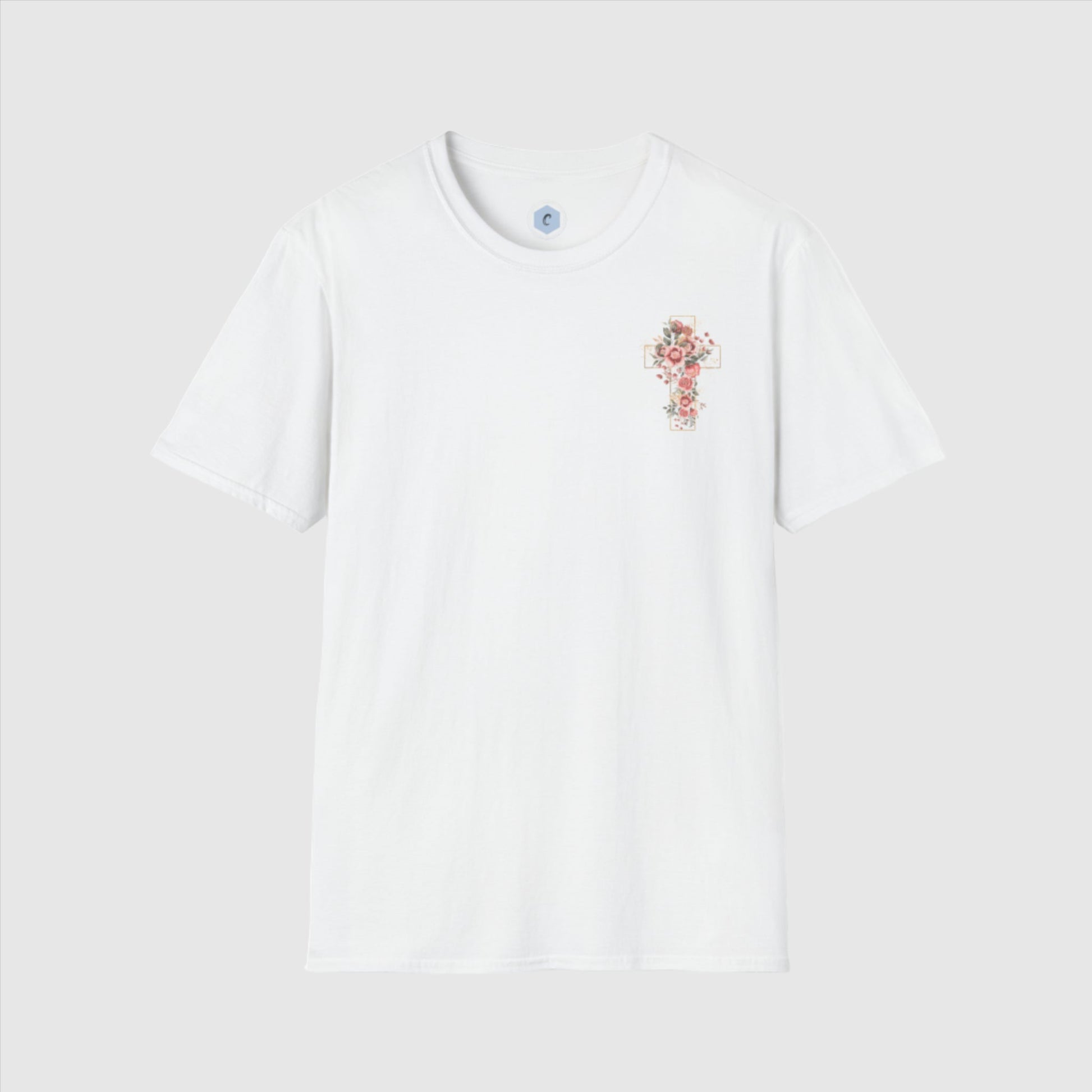 Custom Unisex Blooming Flower Cross Softstyle T-Shirt | PERSONALIZED - ChoreGirl