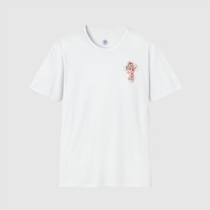 Custom Unisex Blooming Flower Cross Softstyle T-Shirt | PERSONALIZED - ChoreGirl