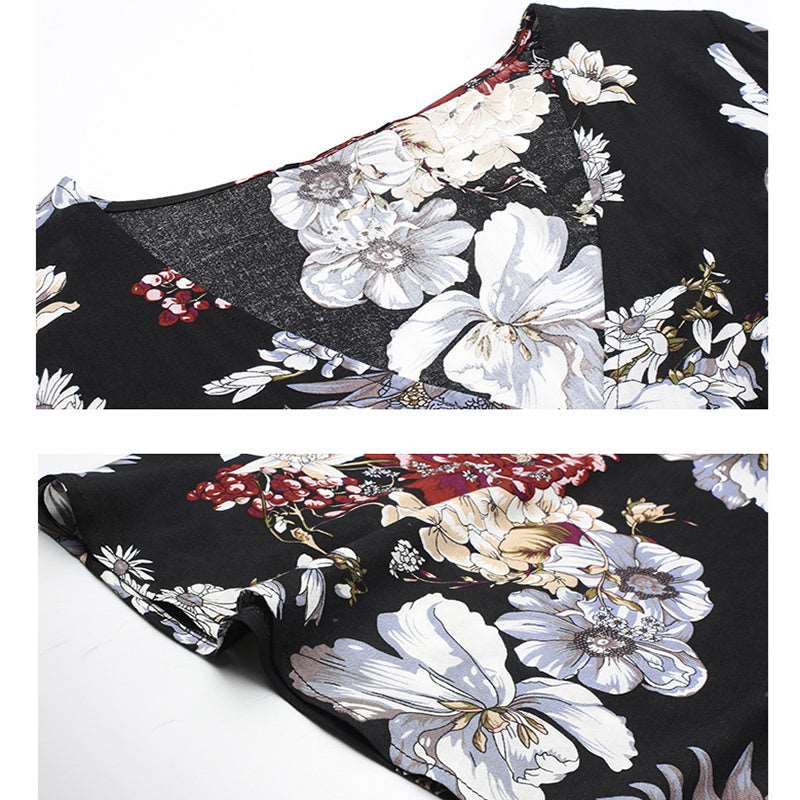 Women's Elastic Waist Floral Dress - ChoreGirl