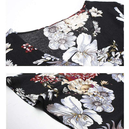 Women's Elastic Waist Floral Dress - ChoreGirl