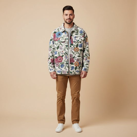 Men's Hip-hop Fashion Floral Jacquard Shirt