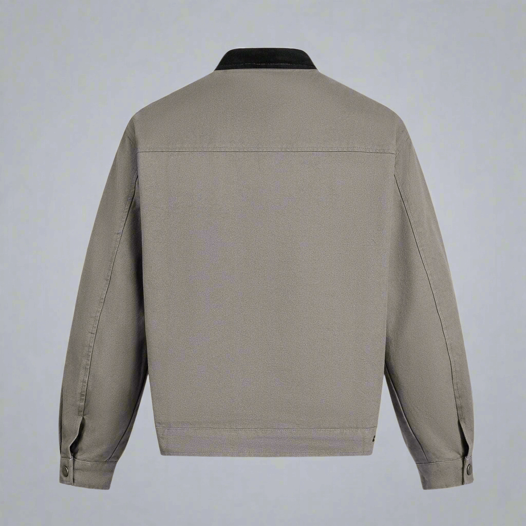 Men’s Washed Cord Collar Workwear Harrington Jacket – Light Brown