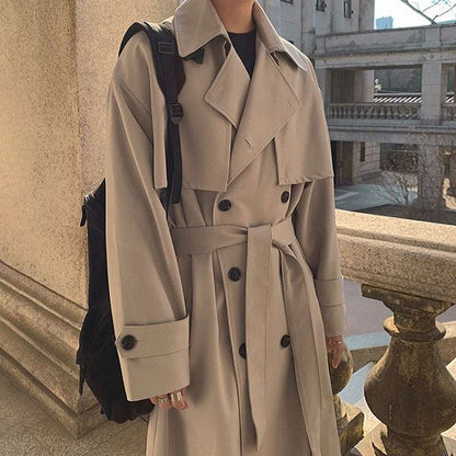 Men's Mid-length Loose Double-breasted Trench Coat - ChoreGirl