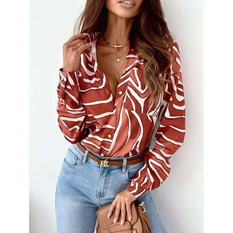 Women's Casual Collar Button-up Shirt - ChoreGirl