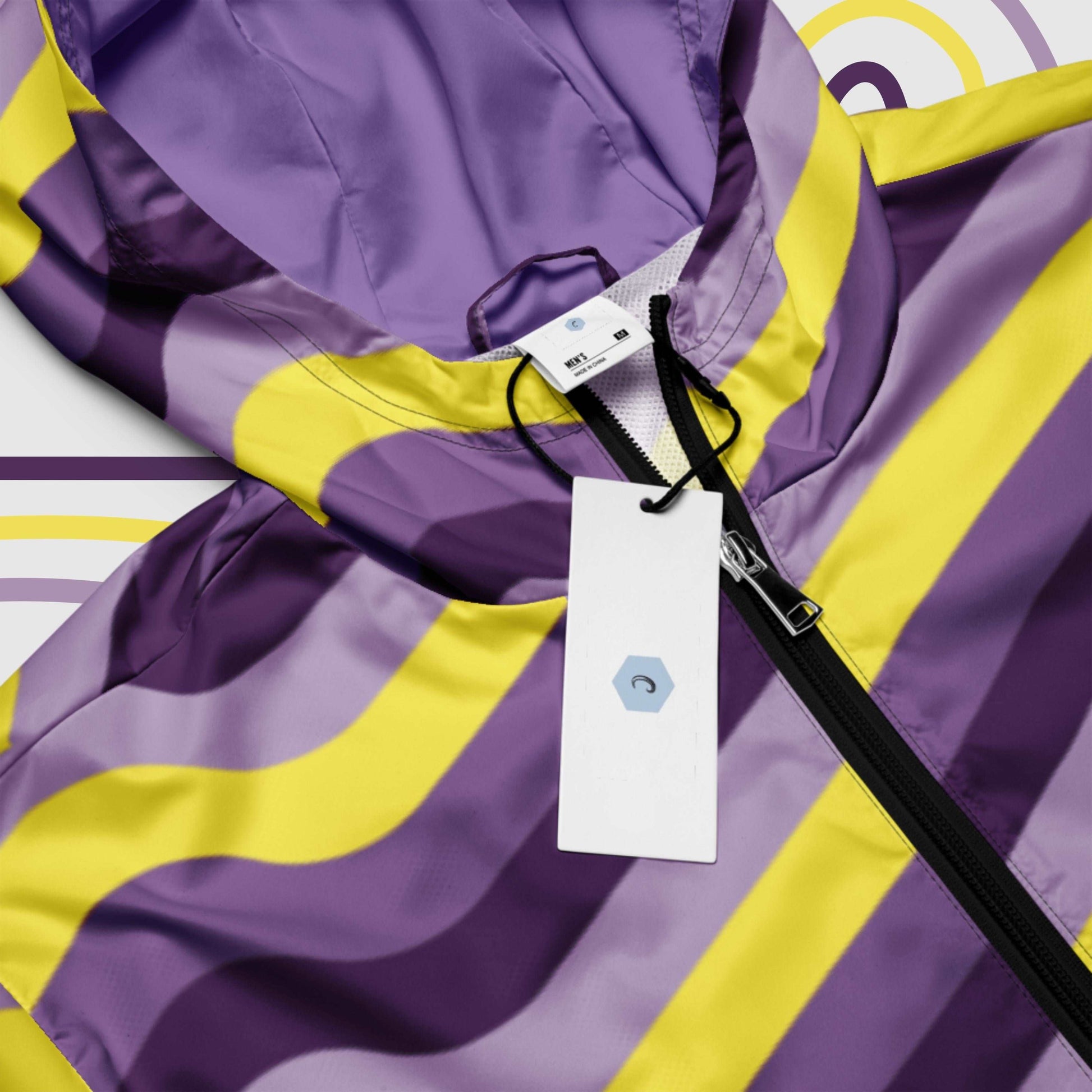 Custom Men’s Retro Wavy Lines Windbreaker Jacket | PERSONALIZED - ChoreGirl