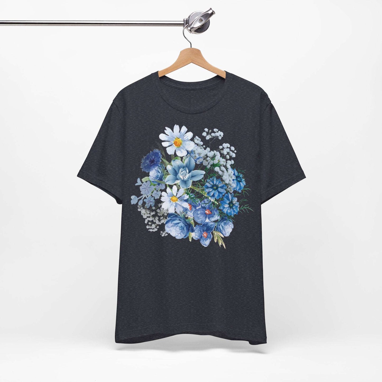 Custom Unisex Vintage Gardening Style Blue Flower Jersey Short Sleeve Tee | PERSONALIZED - ChoreGirl