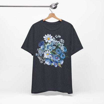 Custom Unisex Vintage Gardening Style Blue Flower Jersey Short Sleeve Tee | PERSONALIZED - ChoreGirl
