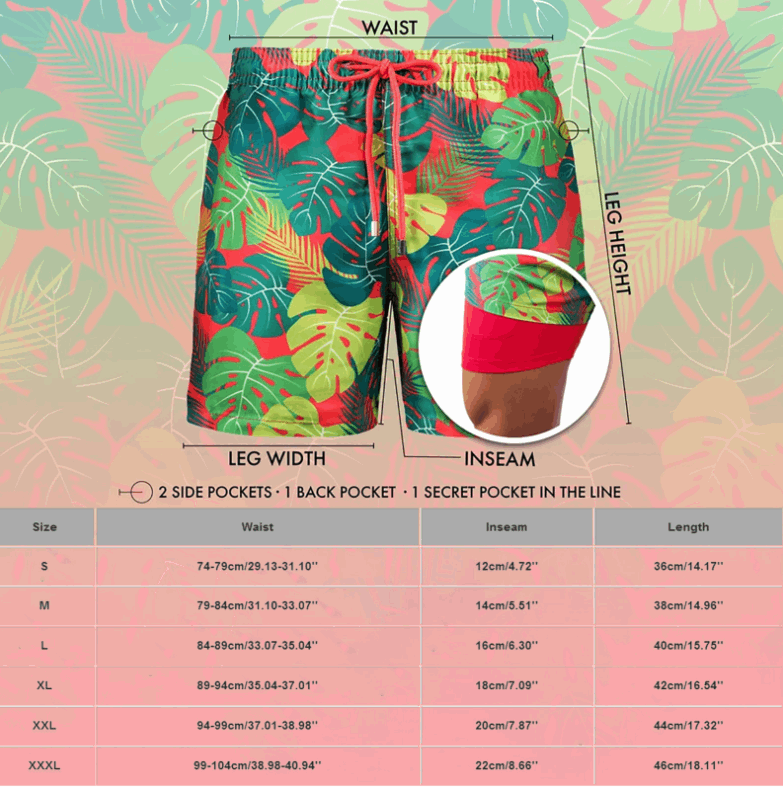 Men's Printed Double Layer Beach Shorts - ChoreGirl