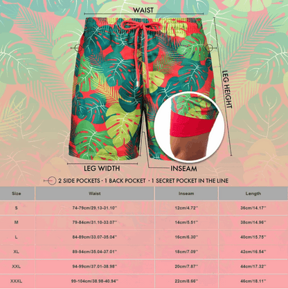 Men's Printed Double Layer Beach Shorts - ChoreGirl