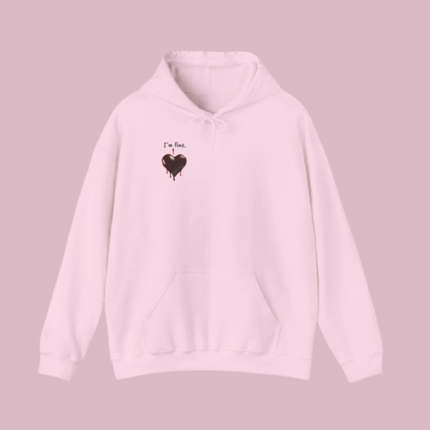 Custom Unisex Anti Valentine's Day I'm fine. Heavy Blend Hooded Sweatshirt | PERSONALIZED - ChoreGirl