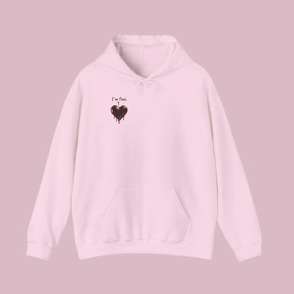 Custom Unisex Anti Valentine's Day I'm fine. Heavy Blend Hooded Sweatshirt | PERSONALIZED - ChoreGirl
