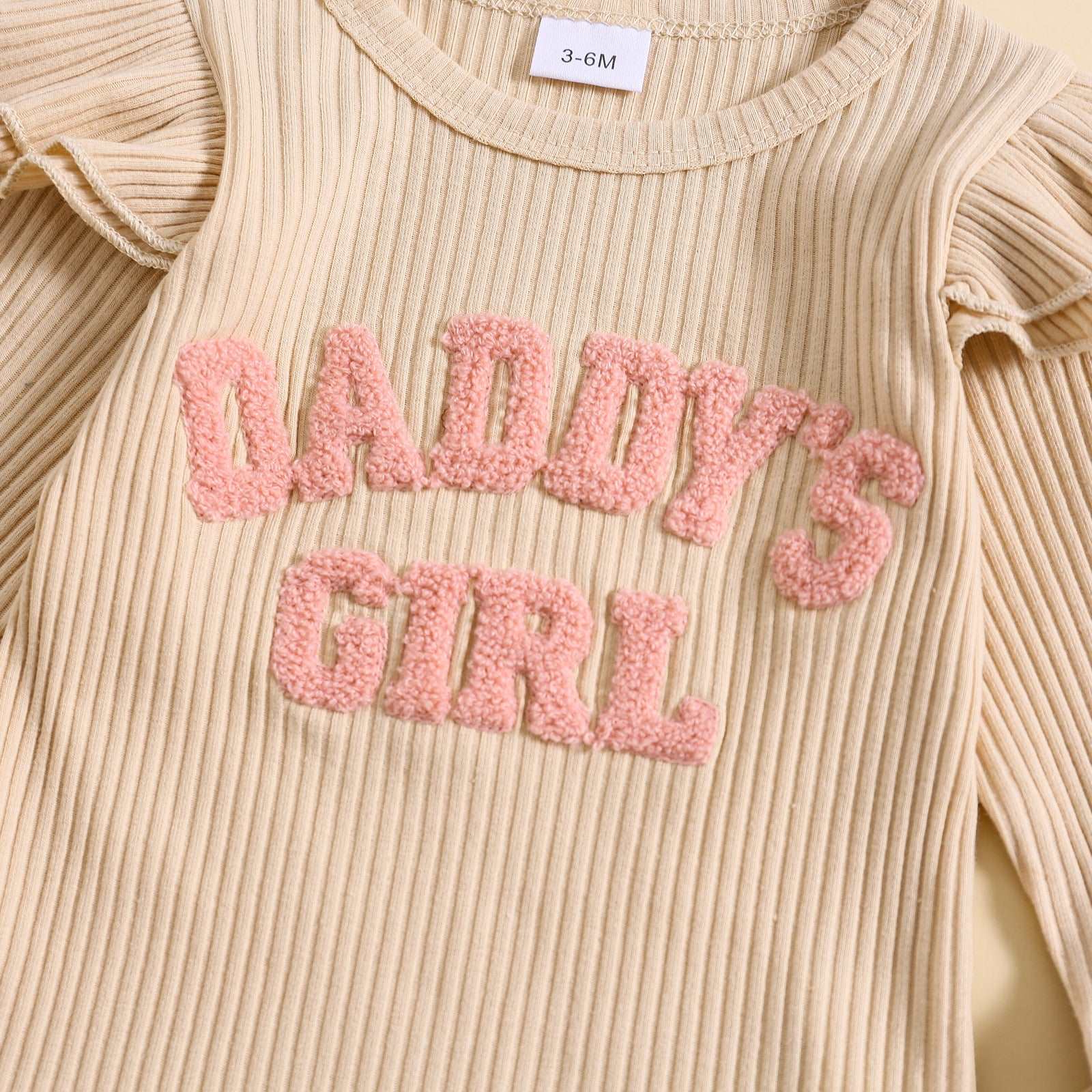 Baby Girl Cute Candy Color Striped and Letter Embroidered Outfit Set - ChoreGirl