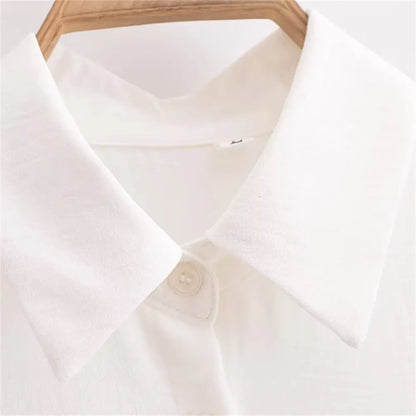 Women's White Thin Shirt Dress with Belt - ChoreGirl
