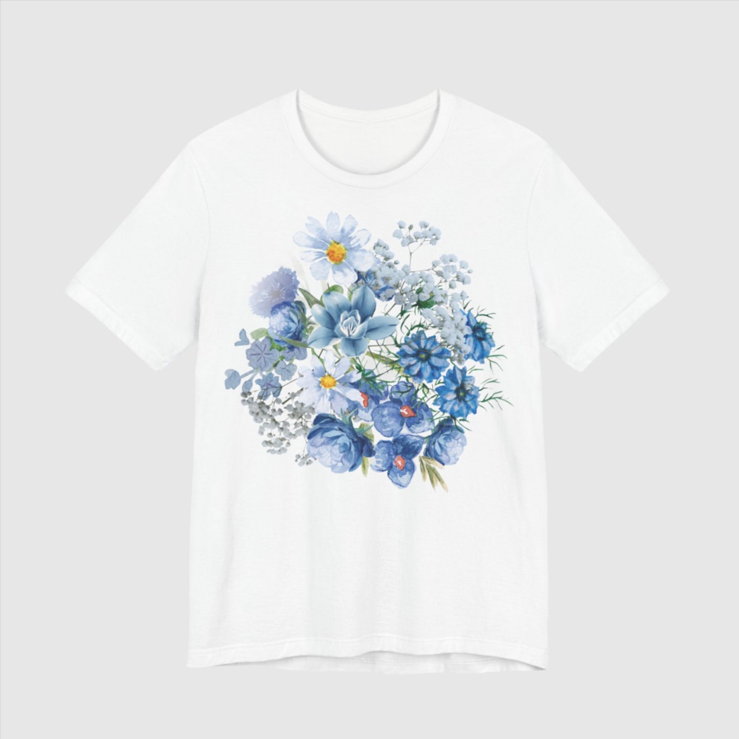 Custom Unisex Vintage Gardening Style Blue Flower Jersey Short Sleeve Tee | PERSONALIZED - ChoreGirl
