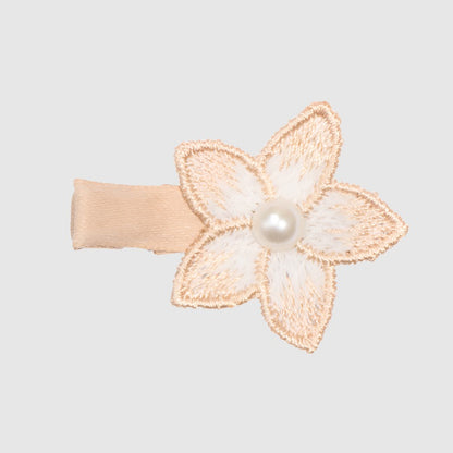 Girls Flower Bow Tie Lace Pearl Barrettes Hair Accessories Set - ChoreGirl