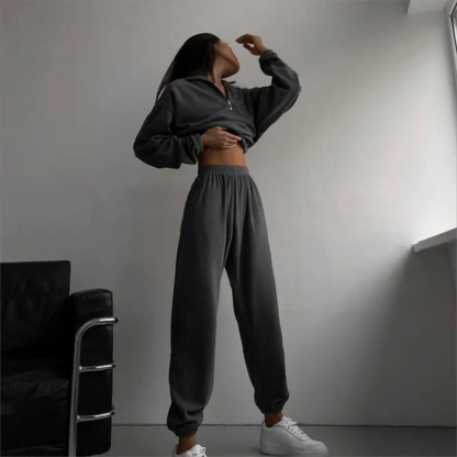 Women's Casual Long Sleeved Sweatshirt and Pants Two-piece Outfit Set - ChoreGirl