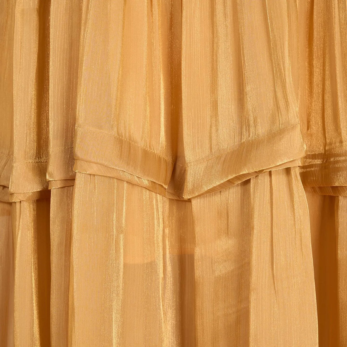 Women's V-neck Lantern Sleeve Fitted Waist Pleated Long Silk Dress with Belt - ChoreGirl