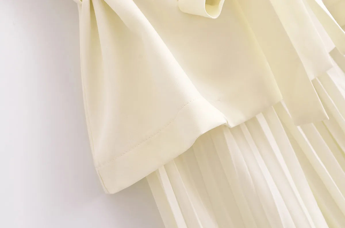 Women's Fashion-forward Double Breasted Vest and Pleated Skirt Dress with Belt - ChoreGirl