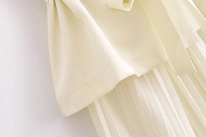 Women's Fashion-forward Double Breasted Vest and Pleated Skirt Dress with Belt - ChoreGirl