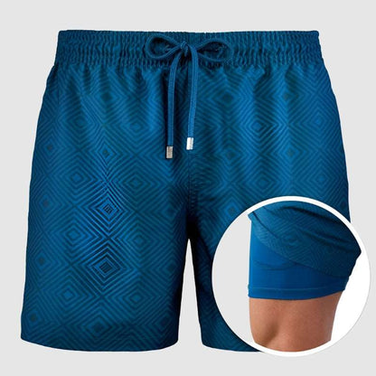 Men's Printed Double Layer Beach Shorts - ChoreGirl