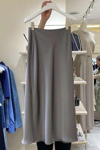 Women's Elegant Triacetate Satin Casual Elastic Waist Skirt - ChoreGirl