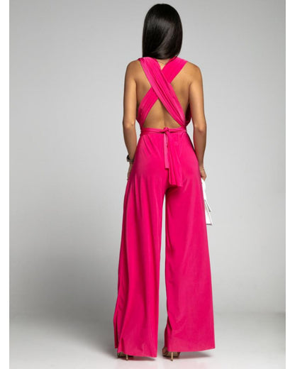 Women's Deep V-neck Sleeveless and Backless One-piece Jumpsuit - ChoreGirl